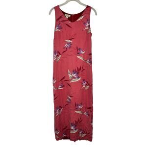 Tommy Bahama 90s VTG Women Sleeveless Pink Floral Silk Maxi Dress Size 6